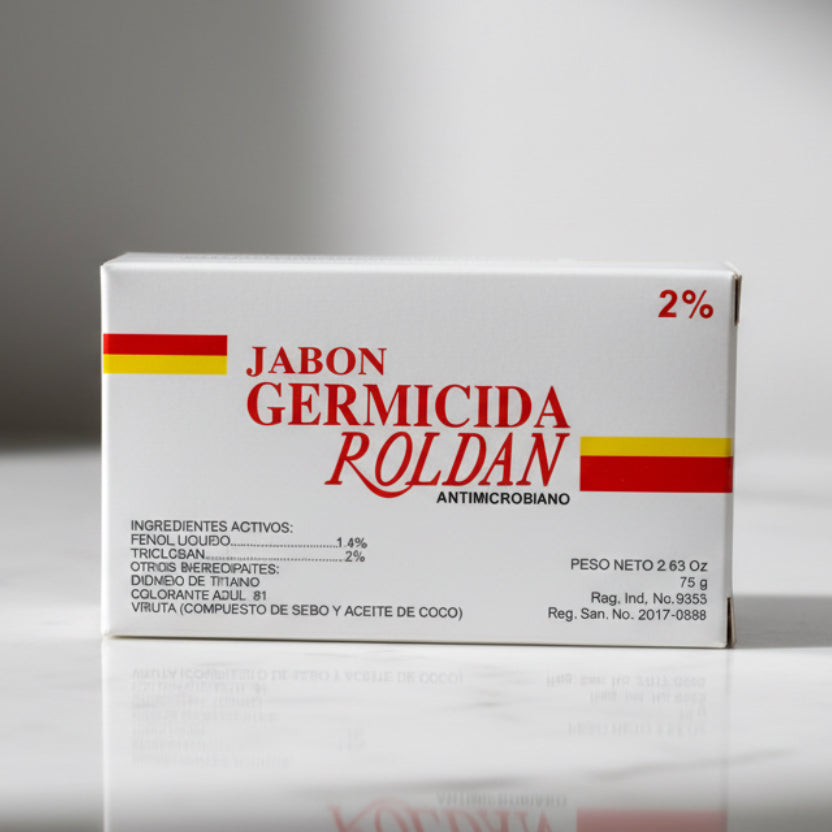 Jabon GERMICIDA ROLDAN SOAP 2% RED 2.63 oz 75g Skincare Antibacterial Daily Cleanser